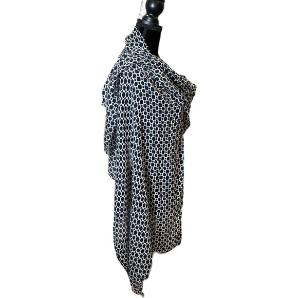 Unbranded Scarf Womens Long Rectangle Blue White Geometric Semi Sheer Fringe - Picture 7 of 9